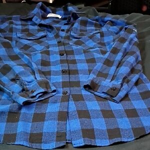 Stylish Blue and Black Plaid Button Down Shirt